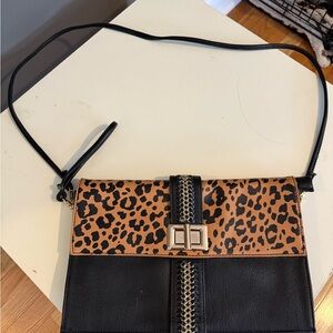 Leopard Print Black Crossbody Bag